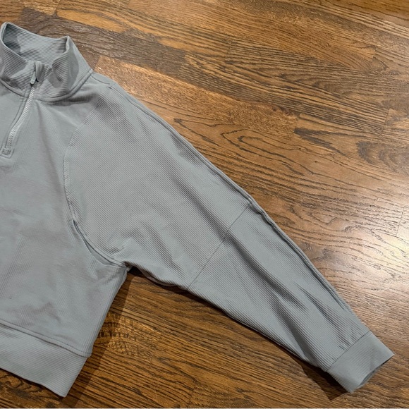 Zella Ribbed Mock Neck Quarter Zip Pullover XL Green Athleisure Active Top - Picture 4 of 7